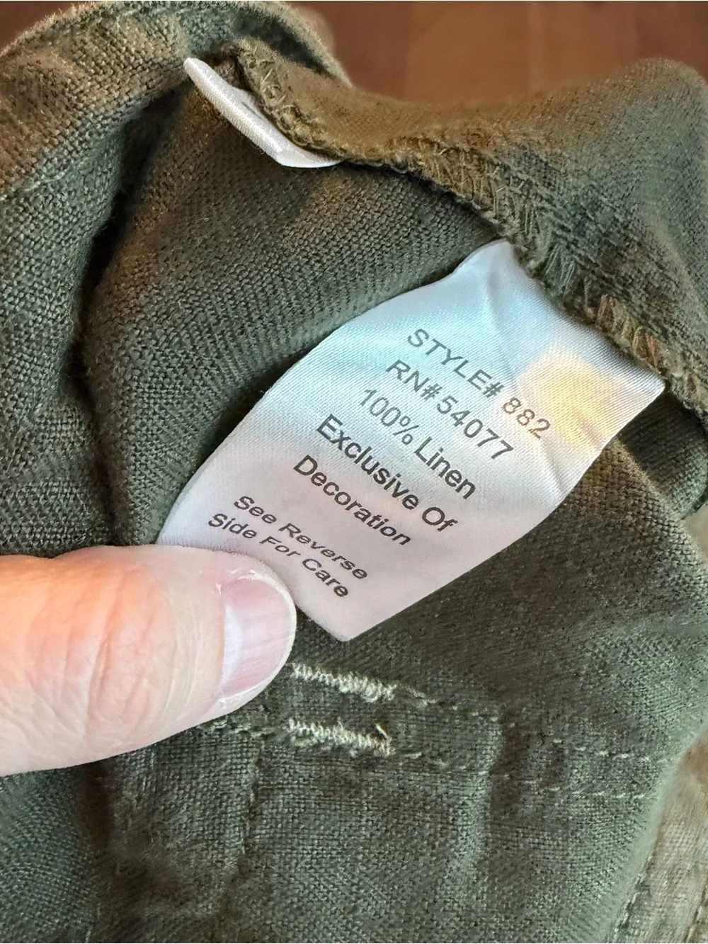 Cabi Olive Green 100% Linen Wide Leg Whipstitch 882 Trouser Pants Lagenlook Sz 8